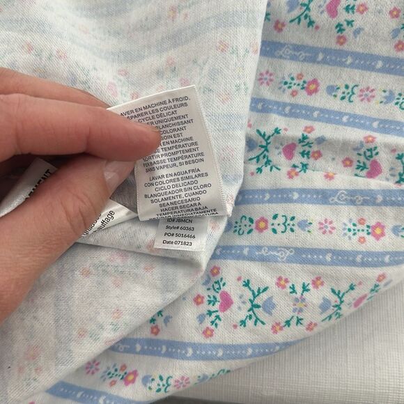 Lanz of Salzburg Robe Womens Medium Flannel Floral Hearts Stripes Belt Prairie - Picture 10 of 10